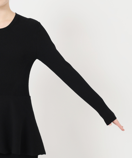 VERMEIL par iena（ヴェルメイユパーイエナ）の「Peplum Rib Knit ワンピース（ワンピース・レディース・ブラック・FREE）」の12枚目の写真