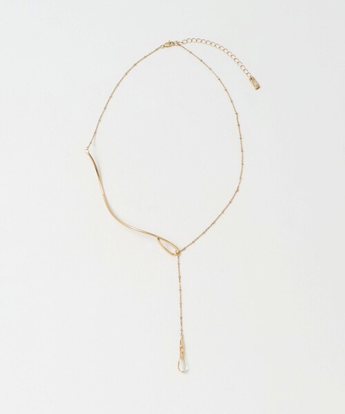 green label relaxing（グリーンレーベルリラクシング）の「ウェーブバー＆ドロップクリア ネックレス（リング・レディース・シルバー/ゴールド・FREE）」の5枚目の写真