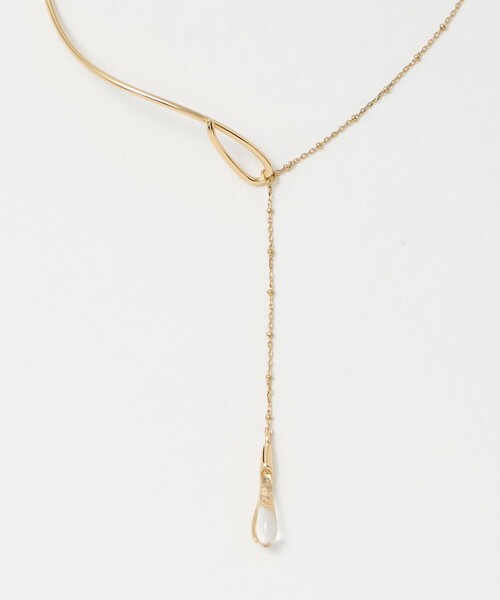 green label relaxing（グリーンレーベルリラクシング）の「ウェーブバー＆ドロップクリア ネックレス（リング・レディース・シルバー/ゴールド・FREE）」の6枚目の写真