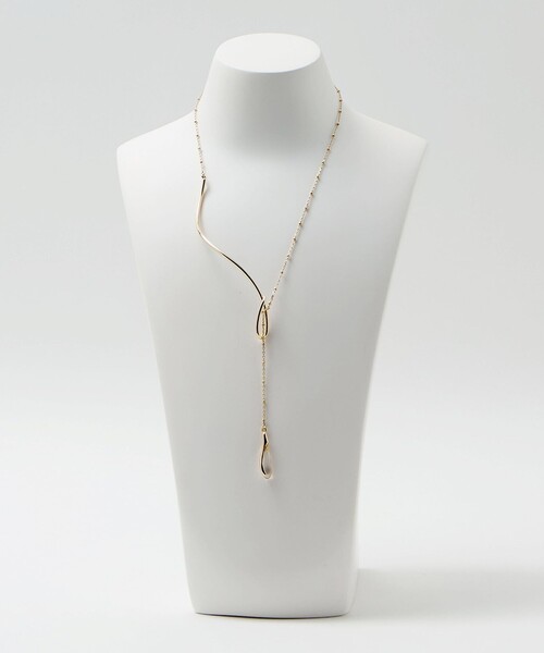 green label relaxing（グリーンレーベルリラクシング）の「ウェーブバー＆ドロップクリア ネックレス（リング・レディース・シルバー/ゴールド・FREE）」の10枚目の写真