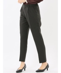 m.f.editorial | 【ストレッチ ウォッシャブル】m.f.エディトリアル レディース ウール調 タック テーパード パンツ 千鳥グレー (セットアップ可能)(スーツパンツ)