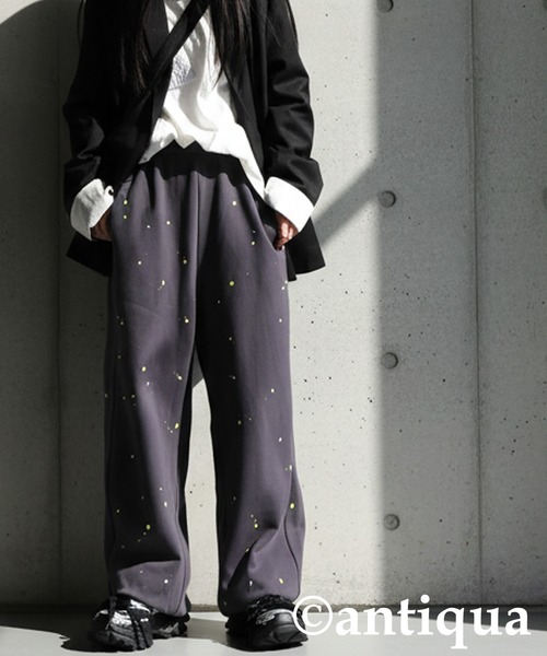 antiqua(アンティカ)の「手描き柄 裏毛スウェットパンツ(スウェットパンツ・レディース・ブラック/チャコールグレー/杢グレー・MEDIUM/LARGE)」の12枚目の写真