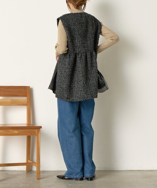 Jena espace merveilleux（ジェナ　エスパスメルヴェイユ）の「《さわゆい企画》【セレモニー/オケージョン】ツイードペプラムジレ（ベスト・レディース・ブラック/グレー・FREE）」の5枚目の写真
