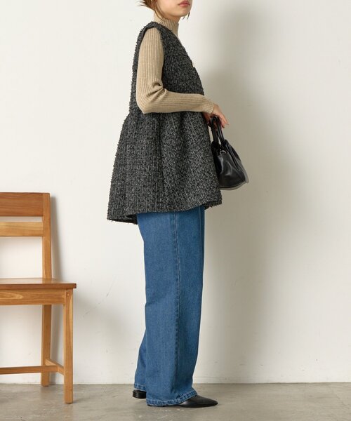 Jena espace merveilleux（ジェナ　エスパスメルヴェイユ）の「《さわゆい企画》【セレモニー/オケージョン】ツイードペプラムジレ（ベスト・レディース・ブラック/グレー・FREE）」の6枚目の写真