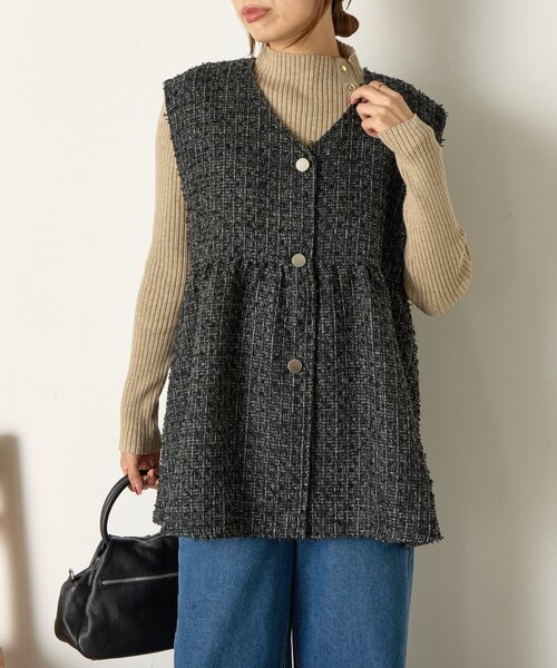 Jena espace merveilleux（ジェナ　エスパスメルヴェイユ）の「《さわゆい企画》【セレモニー/オケージョン】ツイードペプラムジレ（ベスト・レディース・ブラック/グレー・FREE）」の7枚目の写真