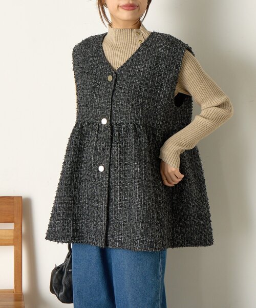 Jena espace merveilleux（ジェナ　エスパスメルヴェイユ）の「《さわゆい企画》【セレモニー/オケージョン】ツイードペプラムジレ（ベスト・レディース・ブラック/グレー・FREE）」の8枚目の写真