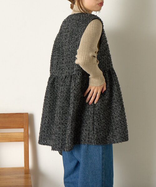 Jena espace merveilleux（ジェナ　エスパスメルヴェイユ）の「《さわゆい企画》【セレモニー/オケージョン】ツイードペプラムジレ（ベスト・レディース・ブラック/グレー・FREE）」の10枚目の写真