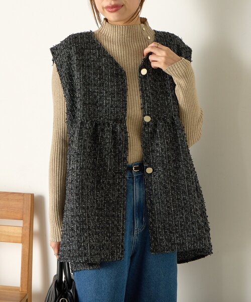 Jena espace merveilleux（ジェナ　エスパスメルヴェイユ）の「《さわゆい企画》【セレモニー/オケージョン】ツイードペプラムジレ（ベスト・レディース・ブラック/グレー・FREE）」の11枚目の写真