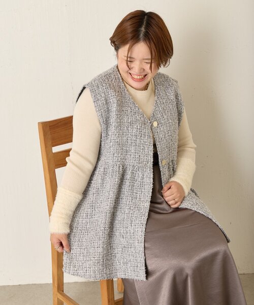 Jena espace merveilleux（ジェナ　エスパスメルヴェイユ）の「《さわゆい企画》【セレモニー/オケージョン】ツイードペプラムジレ（ベスト・レディース・ブラック/グレー・FREE）」の16枚目の写真