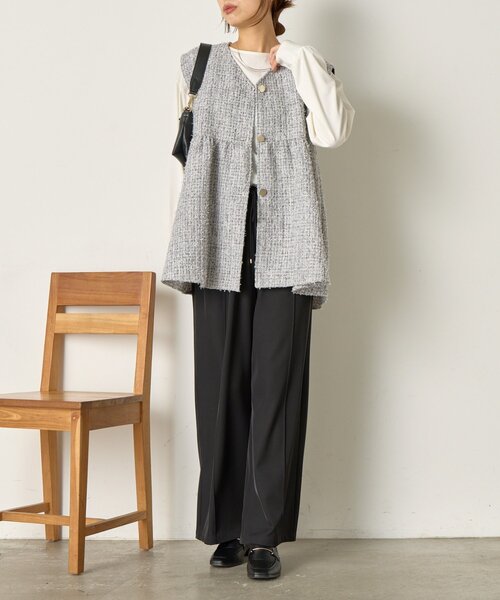 Jena espace merveilleux（ジェナ　エスパスメルヴェイユ）の「《さわゆい企画》【セレモニー/オケージョン】ツイードペプラムジレ（ベスト・レディース・ブラック/グレー・FREE）」の17枚目の写真