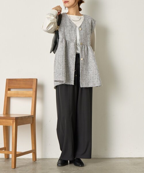 Jena espace merveilleux（ジェナ　エスパスメルヴェイユ）の「《さわゆい企画》【セレモニー/オケージョン】ツイードペプラムジレ（ベスト・レディース・ブラック/グレー・FREE）」の20枚目の写真