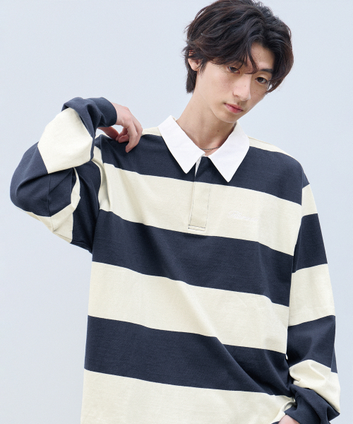 F.ILLUMINATE(フィルミネイト)の「ストライプラグビー長袖-ネイビー(Tシャツ/カットソー・レディース・その他・SMALL/MEDIUM/LARGE)」の3枚目の写真