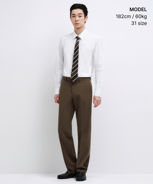MUSINSA STANDARD（ムシンサスタンダード）の「セミワイド隠しバンディングスラックス[ブラウン]（スラックス・メンズ・その他・27/28/29/34/32/30/31/33/26/40/38/42/36）」の2枚目の写真