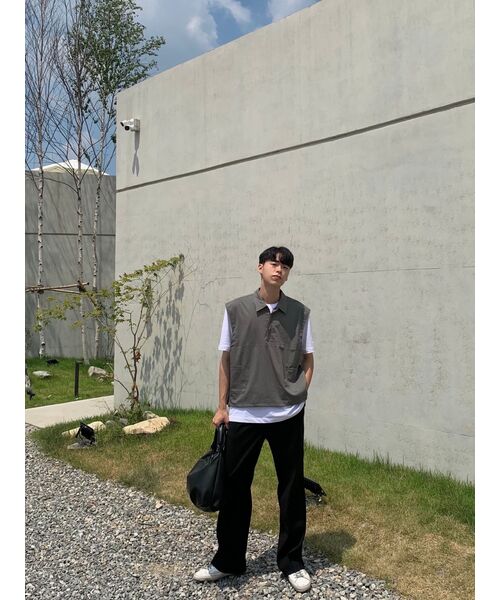 MUSINSA STANDARD（ムシンサスタンダード）の「軽量ワイド隠しバンディングスラックス[ブラック]（スラックス・メンズ・その他・42/26）」の6枚目の写真