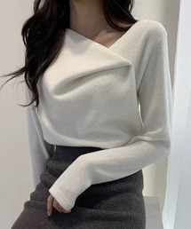 ampm（エーエムピーエム）の「ドレープネック ニットプルオーバー（Tシャツ/カットソー）」