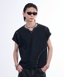 VI E DIT（ヴィエディット）の「Stud Short-sleeve T-shirt/スタッズショートスリーブTシャツ（Tシャツ/カットソー）」