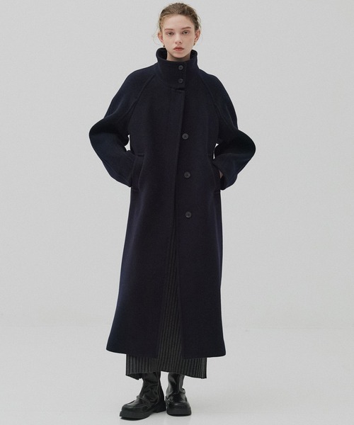 PUBLIC TOKYOダークネイビー ステンカラーコート ベルト付き PUBLIC TOKYOダークネイビー ステンカラーコート ベルト付き PUBLIC
