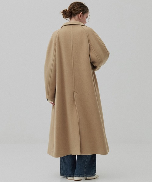 SUPER140スタンドカラーコート／ツイードスタンドコート（ステンカラー
