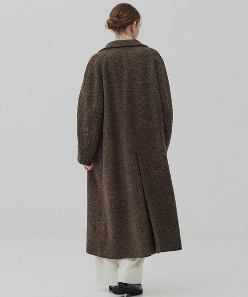 PUBLIC TOKYO（パブリックトウキョウ）の「【残りわずか】SUPER140スタンドカラーコート／ツイードスタンドコート（ステンカラーコート・レディース・ブラウン/ベージュ/ネイビー・1/2）」の9枚目の写真