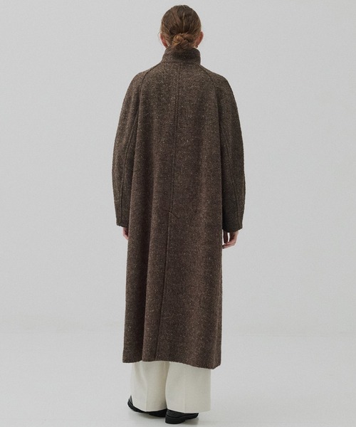 PUBLIC TOKYO（パブリックトウキョウ）の「【残りわずか】SUPER140スタンドカラーコート／ツイードスタンドコート（ステンカラーコート・レディース・ブラウン/ベージュ/ネイビー・1/2）」の19枚目の写真