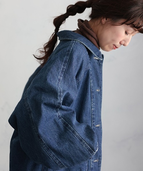 soulberry(ソウルベリー)の「陽だまりデニムジャケット(デニムジャケット・レディース・ブルー・5L/4L/3L/LL/L/M)」の7枚目の写真