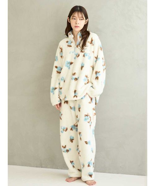 セール】ボアフリースハーフジップトップス（ルームウェア/パジャマ