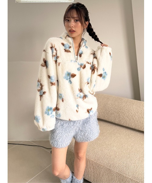 セール】ボアフリースハーフジップトップス（ルームウェア/パジャマ