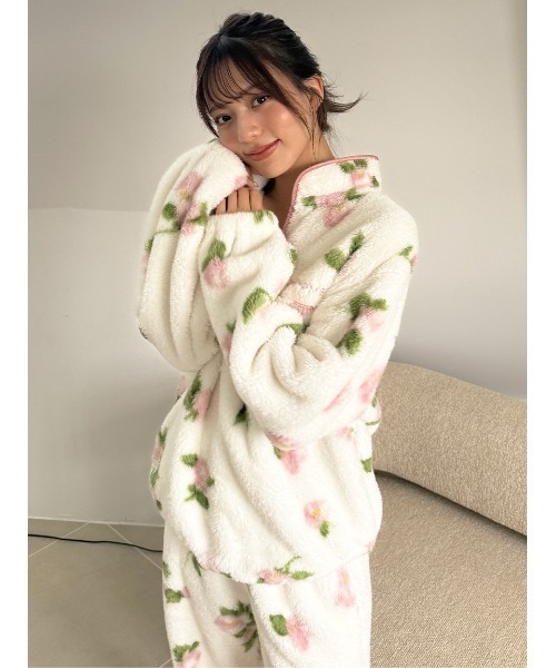 セール】ボアフリースハーフジップトップス（ルームウェア/パジャマ