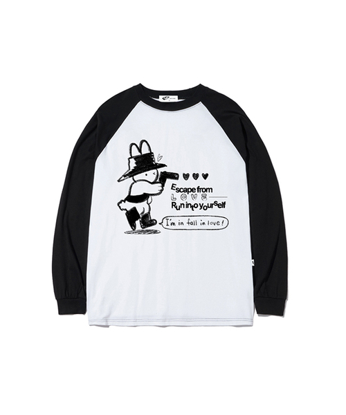 ESCAPEFROM（エスケープフロム）の「ラビットシュタープリントロングスリーブ [2カラー]（Tシャツ/カットソー・レディース・ホワイト/ブラック・MEDIUM/LARGE/SMALL）」の2枚目の写真