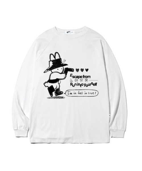 ESCAPEFROM（エスケープフロム）の「ラビットシュタープリントロングスリーブ [2カラー]（Tシャツ/カットソー・レディース・ホワイト/ブラック・MEDIUM/LARGE/SMALL）」の3枚目の写真