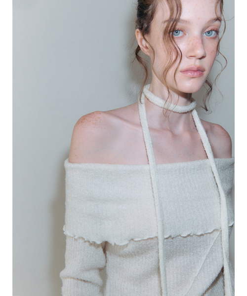 ETMON(エトモン)の「Tie Off Shoulder T-Shirt, Ivory(Tシャツ/カットソー・レディース・その他・F)」の6枚目の写真