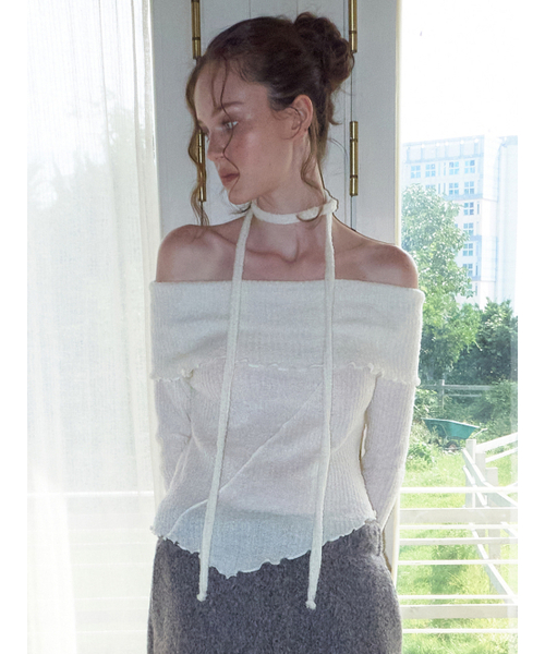 ETMON(エトモン)の「Tie Off Shoulder T-Shirt, Ivory(Tシャツ/カットソー・レディース・その他・F)」の7枚目の写真