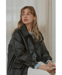 BUTTON CLASSIC LEATHER JACKET_BLACK
