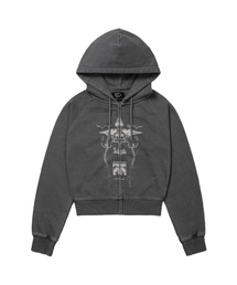 Digital Tattoo Hoodie Zip Up Charcoal
