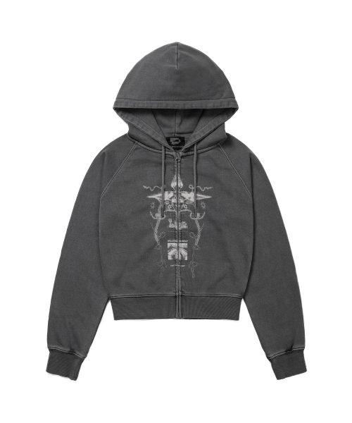 WELLBEING EXPRESS(ウェルビーイングエクスプレス)の「Digital Tattoo Hoodie Zip Up Charcoal(パーカー・レディース・その他・SMALL/MEDIUM/LARGE)」の1枚目の写真
