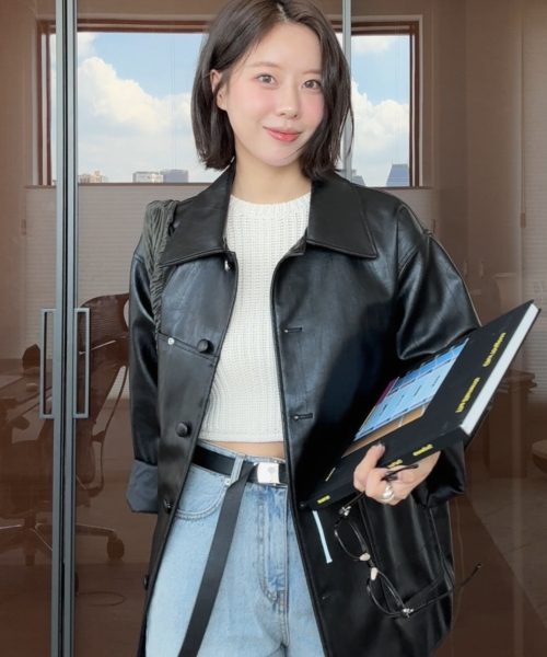 DRAWFIT WOMEN（ドローフィットウーマン）の「ボタンレザーハーフジャケット[BROWN]（ライダースジャケット・レディース・その他・SMALL/MEDIUM）」の7枚目の写真