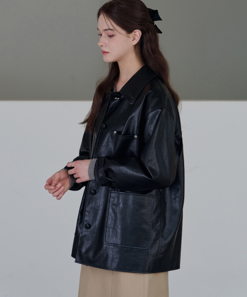 DRAWFIT WOMEN（ドローフィットウーマン）の「ボタンレザーハーフジャケット[BROWN]（ライダースジャケット・レディース・その他・SMALL/MEDIUM）」の9枚目の写真
