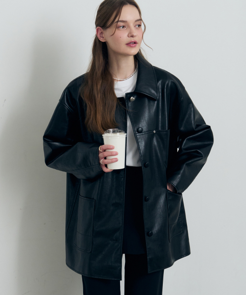 DRAWFIT WOMEN（ドローフィットウーマン）の「ボタンレザーハーフジャケット[BROWN]（ライダースジャケット・レディース・その他・SMALL/MEDIUM）」の10枚目の写真