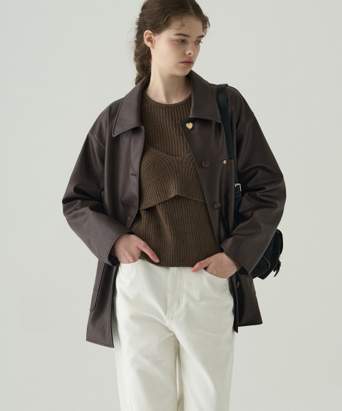 DRAWFIT WOMEN（ドローフィットウーマン）の「ボタンレザーハーフジャケット[BROWN]（ライダースジャケット・レディース・その他・SMALL/MEDIUM）」の14枚目の写真