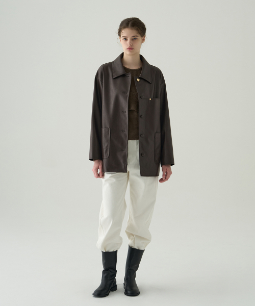 DRAWFIT WOMEN（ドローフィットウーマン）の「ボタンレザーハーフジャケット[BROWN]（ライダースジャケット・レディース・その他・SMALL/MEDIUM）」の16枚目の写真