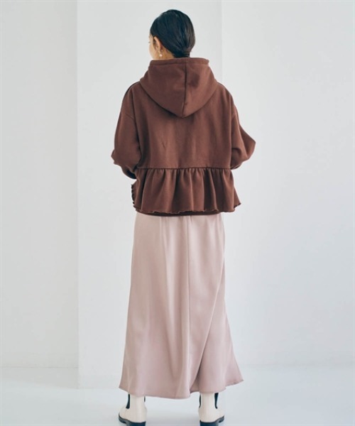 nissen(ニッセン)の「裏起毛スウェットペプラムジップアップパーカー(パーカー・レディース・杢グレー/ブラック/ダークブラウン・L/LL/S/M)」の14枚目の写真