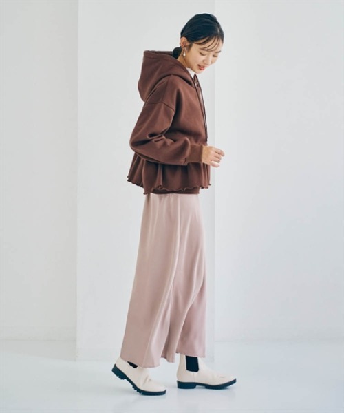 nissen(ニッセン)の「裏起毛スウェットペプラムジップアップパーカー(パーカー・レディース・杢グレー/ブラック/ダークブラウン・L/LL/S/M)」の13枚目の写真