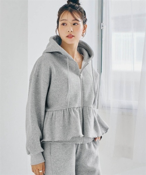 nissen(ニッセン)の「裏起毛スウェットペプラムジップアップパーカー(パーカー・レディース・杢グレー/ブラック/ダークブラウン・L/LL/S/M)」の11枚目の写真