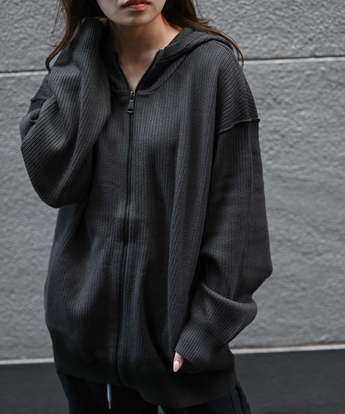 CREARE -LINO-(クレアーレリノ)の「フェイド加工リブジップパーカー(パーカー・メンズ・ブラック/チャコール・FREE)」の12枚目の写真