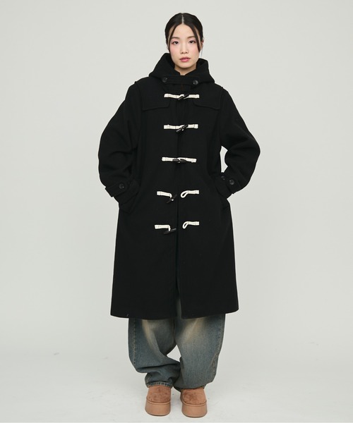 Monotone Double Fabric Hood Duffle Coat / モノトーン二重織フード