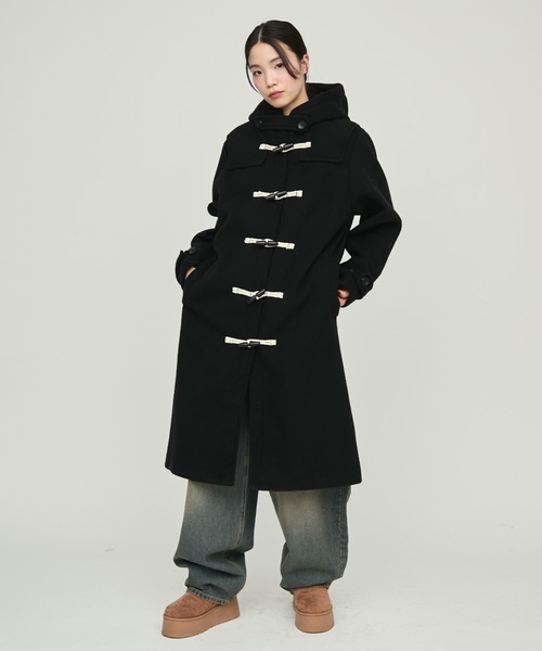 Monotone Double Fabric Hood Duffle Coat / モノトーン二重織フード