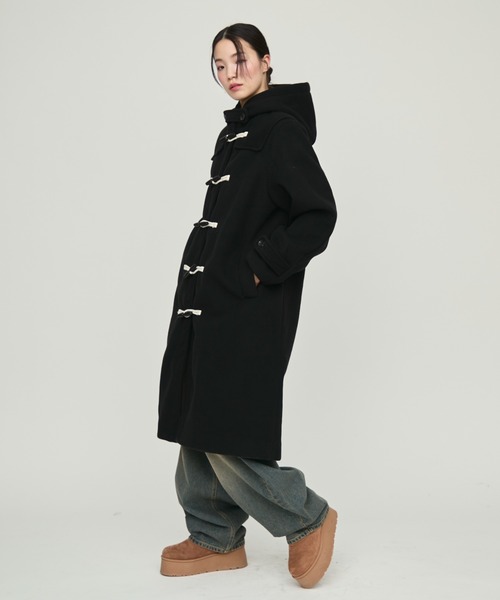 Monotone Double Fabric Hood Duffle Coat / モノトーン二重織フード