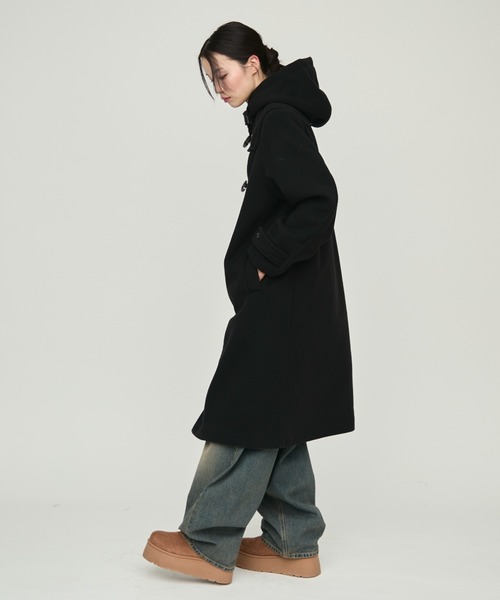 Monotone Double Fabric Hood Duffle Coat / モノトーン二重織フード