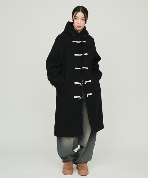 NUJOH(ヌゾ)の「Monotone Double Fabric Hood Duffle Coat / モノトーン二重織フードダッフルコート(ダッフルコート・レディース・グレー/ブラック・FREE)」の12枚目の写真
