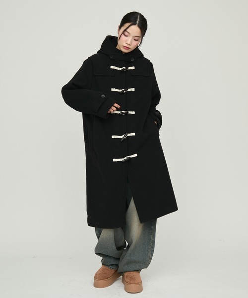 NUJOH(ヌゾ)の「Monotone Double Fabric Hood Duffle Coat / モノトーン二重織フードダッフルコート(ダッフルコート・レディース・グレー/ブラック・FREE)」の16枚目の写真